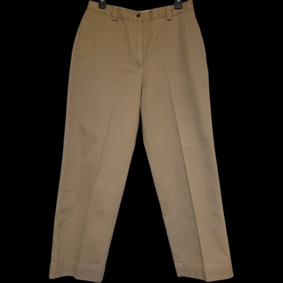 L.L. Bean Pants - L.L. Bean Womens Chino Pants 10 Petite Straight Leg 100% Cotton Tan Brown 31W